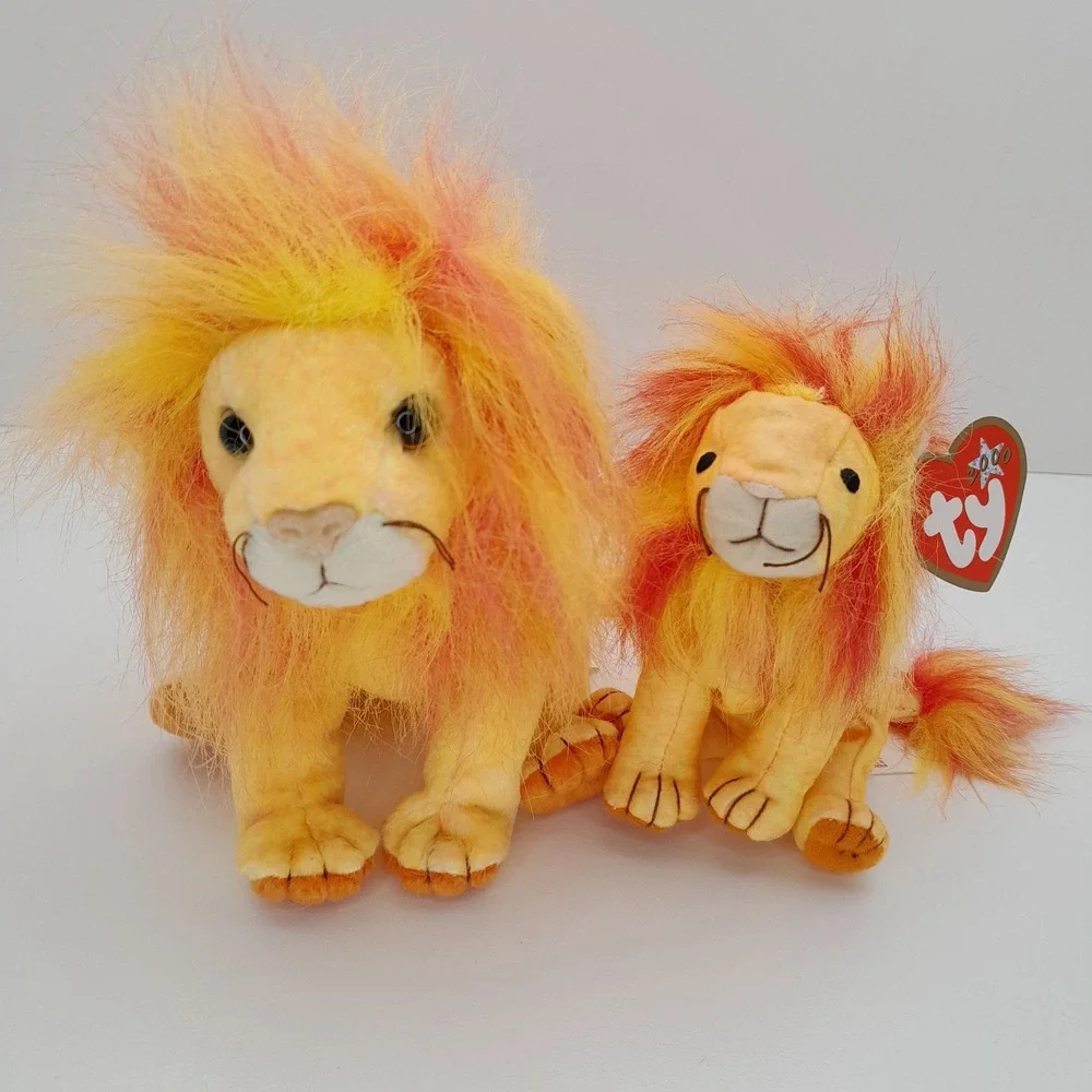 Ty Beanie Baby & Teenie Beanie - Lot of 2 (Bushy the Orange Lion) 2000 Plush Set
